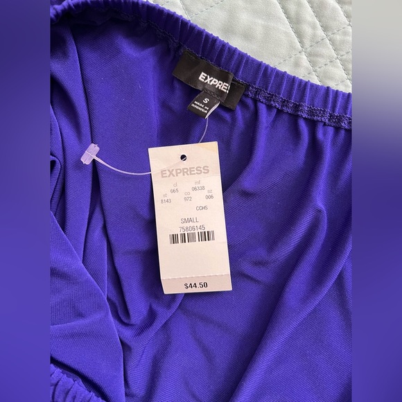NWT Vintage Express Womens Blouse Small Purple Draped Off Shoulder Going Out Top - Picture 6 of 7